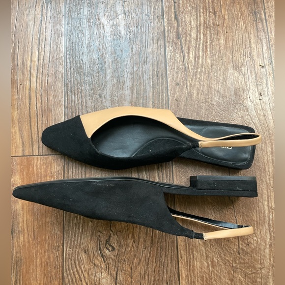Zara Two-Tone Black Tan ZARA Pointed
Toes Slingback Flats Sz EU 40. Used. - Picture 6 of 8